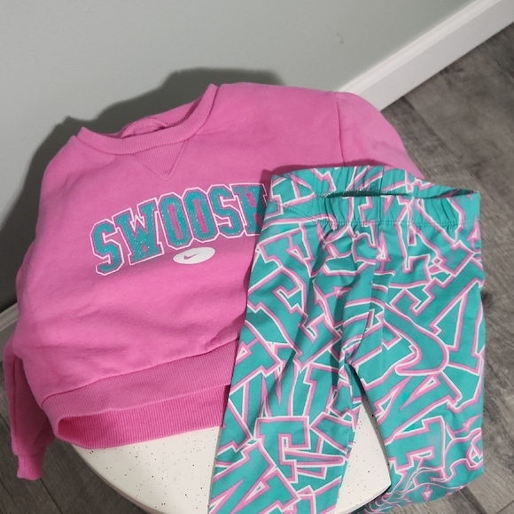 Kids Pink and Teal Leggings - Picture 1 of 1